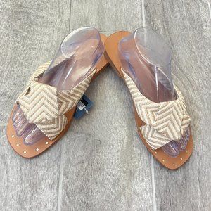 NWT Women's Louise Chevron Print Knotted Slide Sandals - Universal Thread -Tan